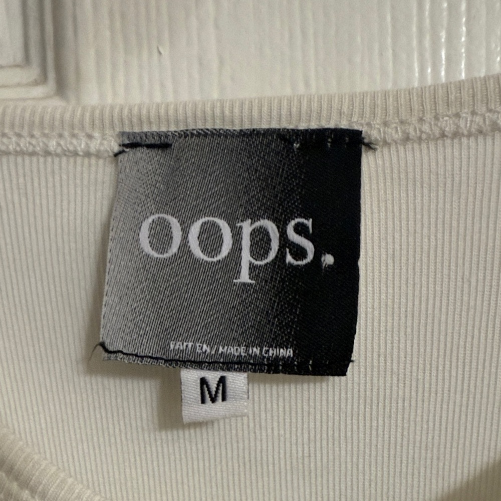 oops. Cream & Black Colorblock Oversized Top - Picture 2 of 2